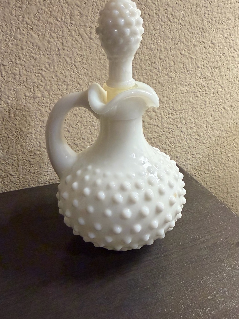 Avon White Hobnail Milk Glass Decanter with Stopper
